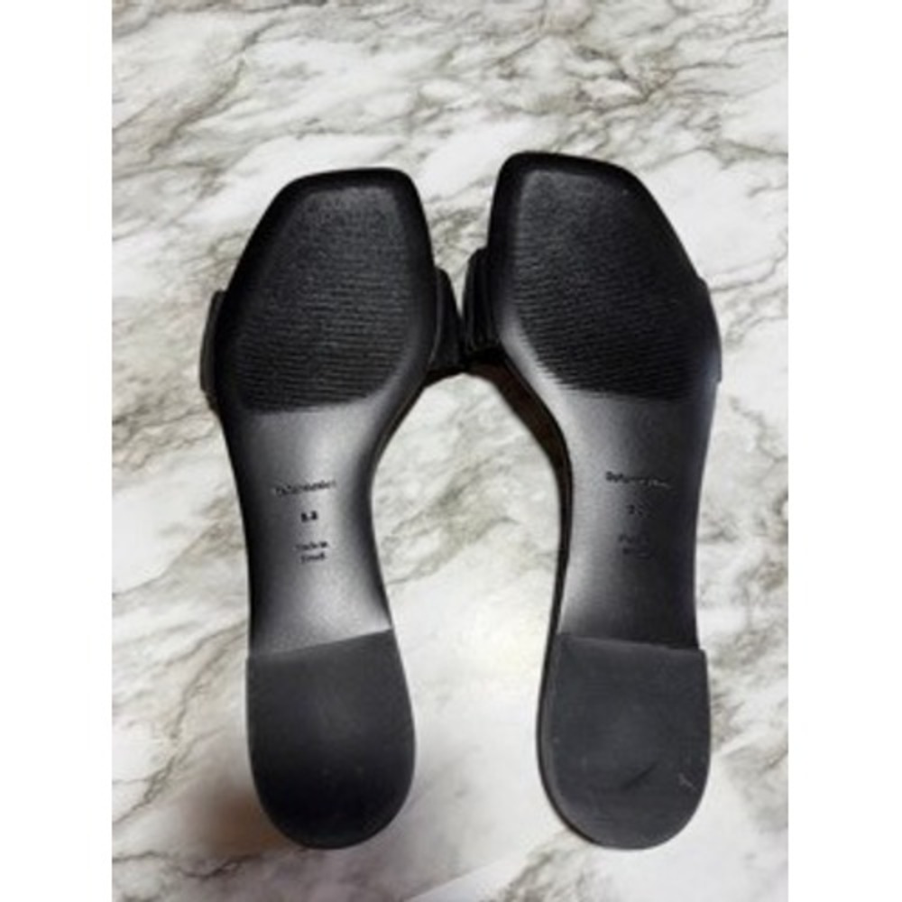Reformation Black Ruched Slide Sandals Flats Minimalist Chic Shoes - Picture 5 of 6